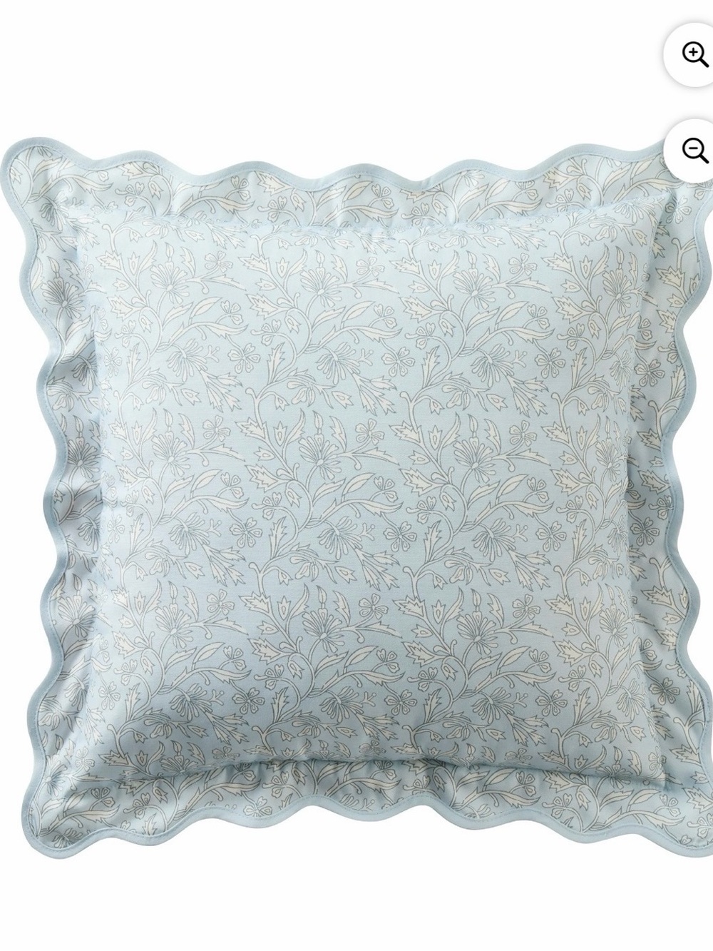 My Texas House Blue Floral Scallop 18" x 18" Outdoor Pillow